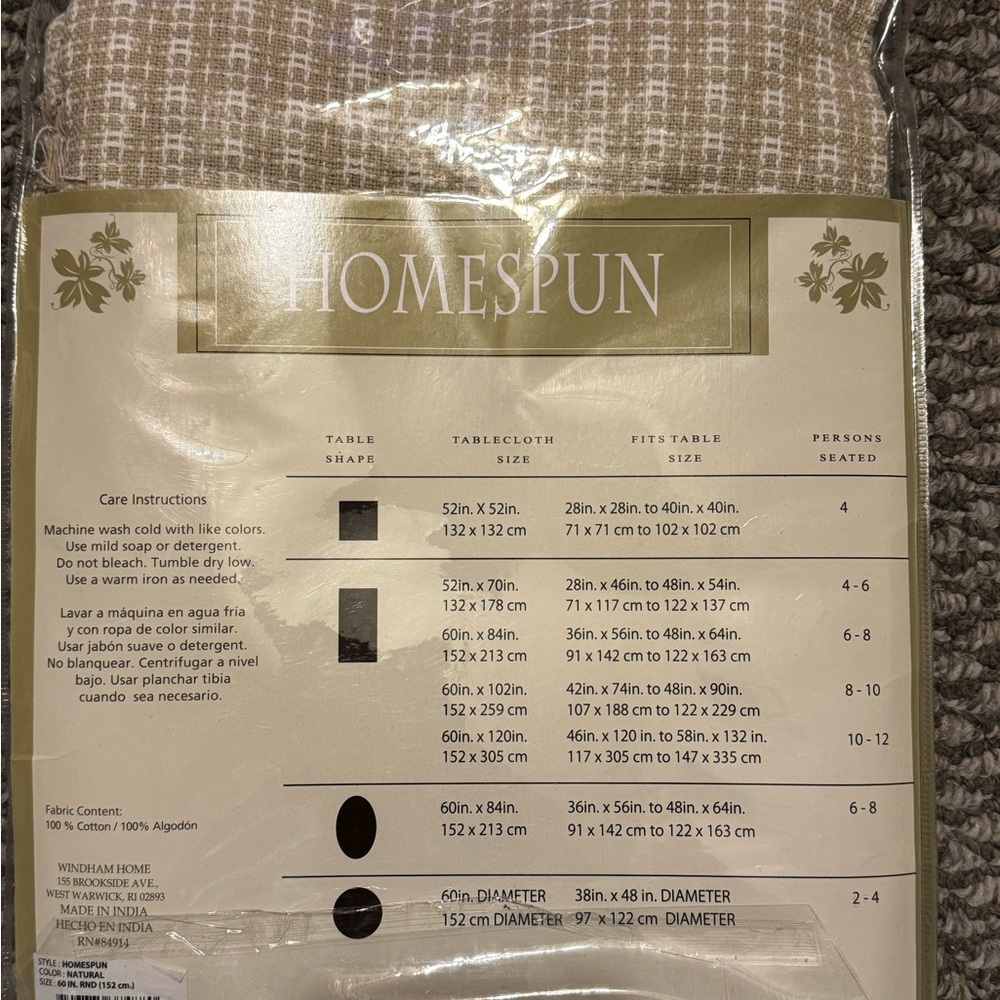 Homespun Tablecloth in Natural Color - Picture 3 of 4